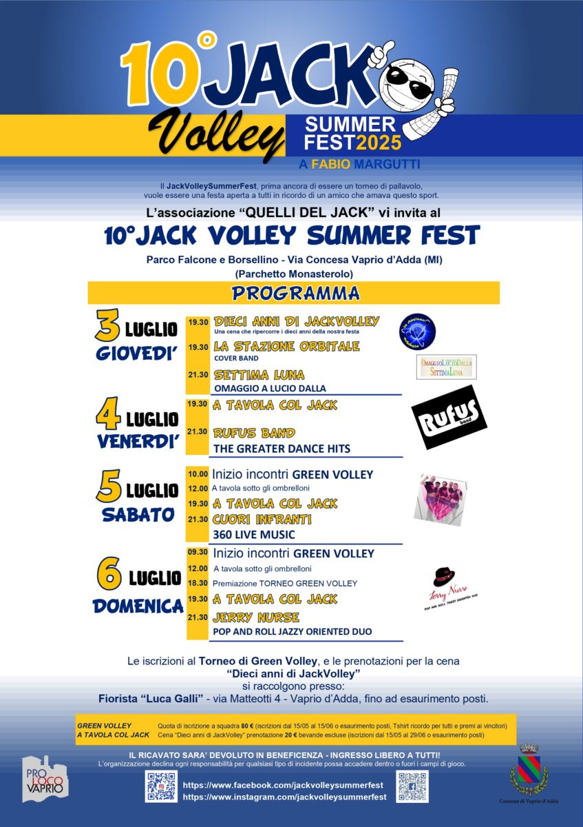 3 4 5 6 luglio torneo volley VAPRIO